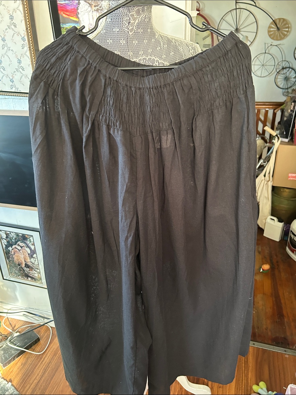 Free People Black Smocked-Waist Midi Skirt
